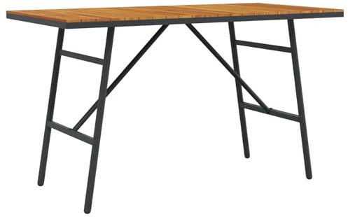 HETFTJN Gartentisch Akazie braun 110x55x61,5 cm Massivholz robuste Terrassentisch Modernes Design wetterfest für Balkon Garten Küche Indoor Outdoor