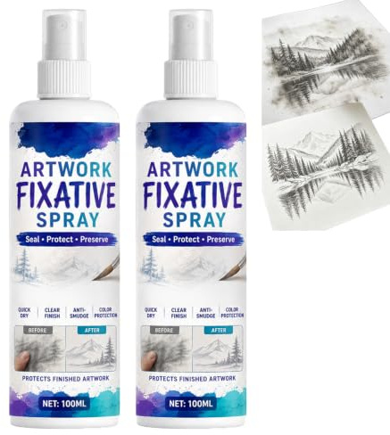 Spray fixateur de finition pour dessins,protecteur de non décolorant (2pcs)