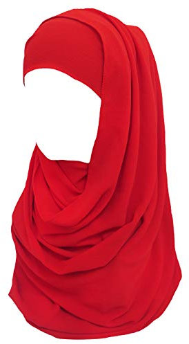 Lina & Lily Bubble Chiffon Damen Muslim Hijab Kopftuch Schal Turban, Stoff Leicht Undurchsichtig (Rot)