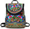 Mode Damen Rucksack mit Blumen, Feskin Mädchen Stickerei Daypack Backpack Canvas Vintage Schulrucksack