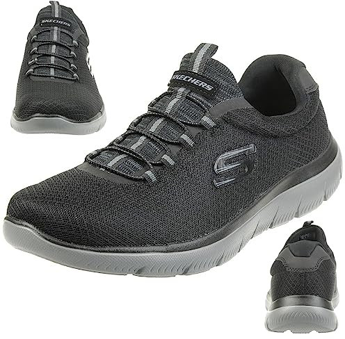 Skechers Summits, Scarpe da Ginnastica Uomo, Black Mesh Charcoal Trim, 41 EU