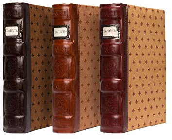 Bellagio-Italia Tuscany DVD Storage Binder Assortment 3-Pack - Stores Up To 144 DVDs, CDs, or Blu-Rays - Includes 1 Cognac, 1 Chestnut, and 1 Crimson