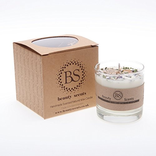 Beauty Scents Kerze mit Champagner & Rosen Duft mit wilde Blumen im Glasbehälter D 8.5 cm, H 9 cm