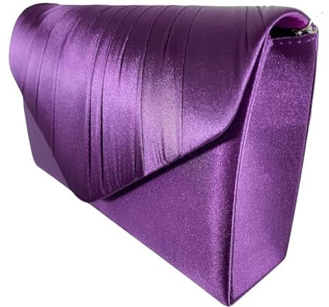 LeahWard Women's Satin Floral Clutch Bags Party Wedding Evening Handbag 8002 (Deep Purple)