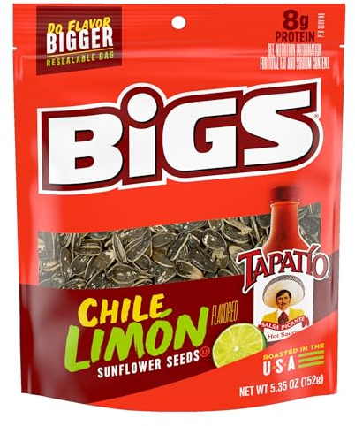 BIGS Sunflower Seeds, Tapatio Chile Limon Flavor, 5.35 oz. (Pack of 12)