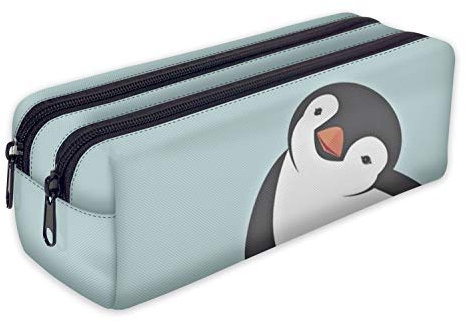 Mäppchen Federtasche Schlamperbox Federmäppchen Schüleretui Stiftemappe mit Zwei Reißverschlüssen Pinguin [107]