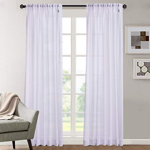 Megachest cotton look voile sheer slot top curtain a pair (cotton-look snow white, 56 wideX72 drop)
