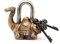 Serrure fonctionnelle en laiton au fini chameau avec finitions antiques