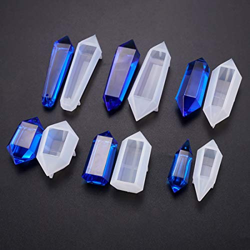 FineInno 6 Stück Pendel Silikonformen,Pendulum Epoxidharz Schmuck Resin Mold,Quarz Kristall Anhänger Gussformen, Edelstein Gießform,Crystal Form Basteln