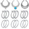 Mayhoop Lot de 12 faux anneaux de nez pour le visage, les boucles d'oreilles créoles à clipser en faux cristal, Métal