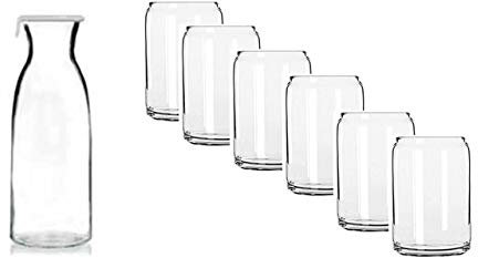 james Premium karaffe mit Deckel + Cider/Bier-Glas 450ml 6er Longdrinkgläser Set Ultra Klar Spülmaschinenfest Mikrowellengeeignet
