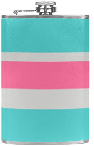 Bandolera de cuero para whisky con embudo para camping, pesca, barbacoa, fiesta, bar, bebederos, botella de vino ancha y delgada rayas horizontales