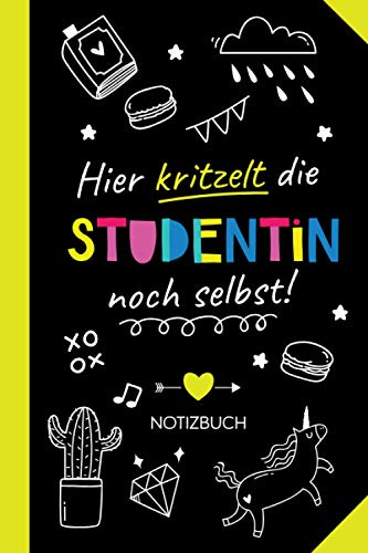 Hier kritzelt die Studentin noch selbst: Notizbuch als Geschenk für eine Studentin - Witzige Studenten Geschenke zum Geburtstag oder Weihnachten