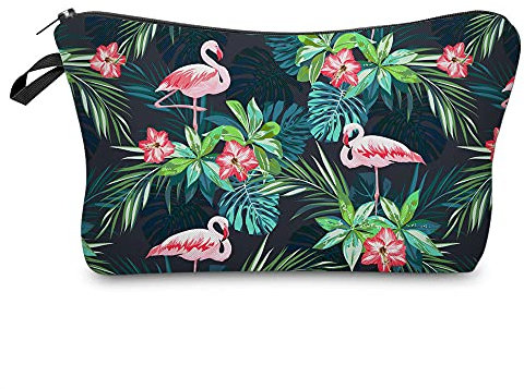Trousse de Toilette de Voyage,Portable Multifonction Sacs Cosmétique Sac de Voyage en Coton de Polyester Imperméables Trousse Maquillage Flamingo pour Femmes Filles