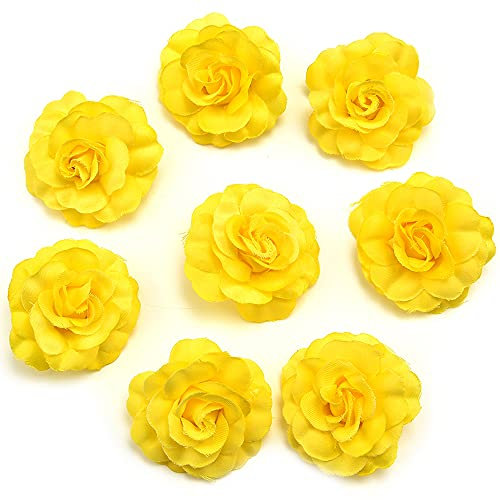 Fake flowers Artificial flowers outdoor Mini plastic Silk flowers fake roses Artificial Rose Flower Heads For Wedding Party Home Decoration DIY Accessories rose Flowers Craft 30pcs 4.5cm (yellow)
