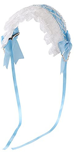 Serre-tête en dentelle avec fleur pour fille Bleu ciel