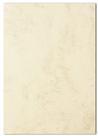 50x DIN A4 Papier - Marmoriert Chamois (Creme) - 90 g/m² - 21 x 29,7 cm - Briefpapier Bastelpapier Tonpapier Briefbogen - FarbenFroh by GUSTAV NEUSER