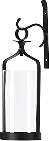 Souliron Hanging Hurricane Glass Wall Sconce Candle Holder Black Metal Wall Decorations HLJ15-291B (HLJ15-291)