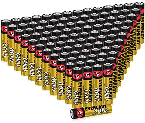 Eveready Gold Alkaline Longlife Batterie AAA, confezione da 100 pezzi, per elettrodomestici
