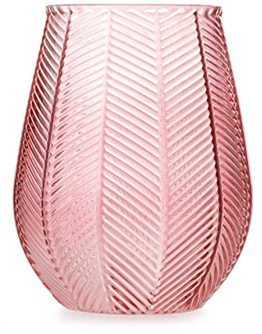 AmeliaHome Vase 15,5 x 19,5 cm Vase décoratif en Verre Décoration Vitoria Rose poudré