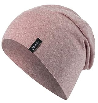 Sterntaler OCS Beanie melange - Lässige Slouch Beanie Mütze aus Melange Singlejersey (Bio) - Mädchen Kopfbedeckung - variabel tragbar - Baby und Kinder Übergangsmütze - samtrosa, Größe 53