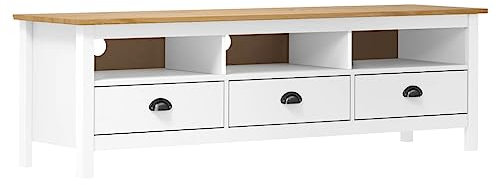 vidaXL TV-Schrank Hill Range Weiß 158×40×47 cm Kiefer Massivholz