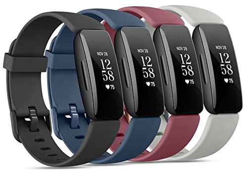 Vancle 4 Pack Kompatibel mit Fitbit Inspire 2 Armband, Weich Silikon Verstellbare Sport Ersatzband Nur für Fitbit Inspire 2 Tracker Damen Herren (4Pack-A)