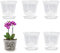Foreverup Vasi per orchidee trasparenti da 14 cm, confezione da 5 vasi in plastica con fori di drenaggio e piattini, vasi per piante in plastica per interni traspiranti con scanalature, per tutte le