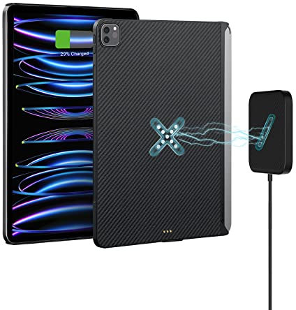 PITAKA iPad Pro 12.9 Case, Magnetic Wireless Charging Case for iPad Pro 6th/5th Generation, Magic Keyboard Compatible Case Support Apple Pencil 2 Charging, Aramid Fibre Made [MagEZ Case Pro] Black