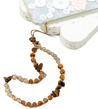 Universale Telefonkette Handykette,Kristall Bunte Perle Böhmische Anti-verlorene Handykette Handyanhänger Perlen Telefon Anhänger Perlen Hand Handgelenk Strap Handyschmuck Für Frauen Mädchen,Braun