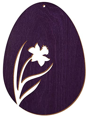 Bunte Holz Motiv-Ostereier V2 - Lila - Basteln Deko für Ostern, Motivauswahl:Osterei Motiv 10, Höhe:31cm hoch