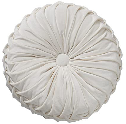 Aixingxing Runde werfen Kissen für Couch 38CM, Kürbis Rad Runde Samt Kissen für Sofa Bett Stuhl Boden Auto nach Hause dekorativ (Weiß)