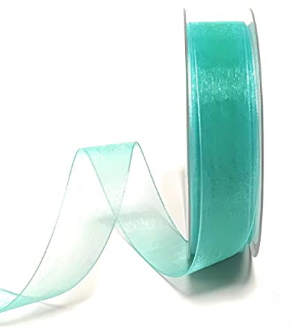 s.dekoda Schleifenband 50m x 25mm Türkis Organza Chiffon Geschenkband Organzaband [1350-146]