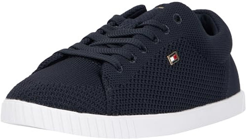 Tommy Hilfiger Damen Strick Sneaker Flag Lace Up Schuhe, Blau (Space Blue), 41
