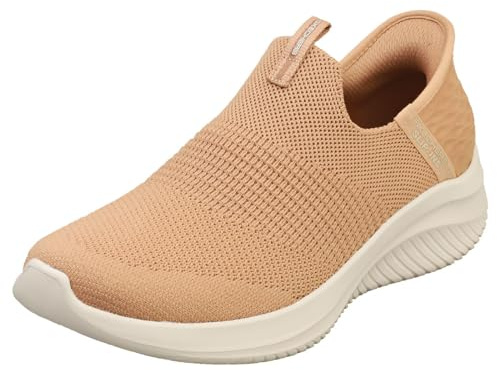 Skechers Damen Ultra Flex 3.0 Cozy Streak, Hellbrauner Strickbesatz, 37.5 EU