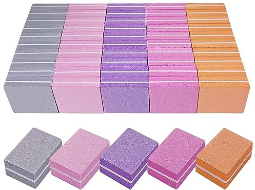 Nail Buffers (50 Pack), Mini Buffer Block Nail File for Acrylic Nails and Natural Nails, 100/180 Grit Nail Buffer Block Bulk Buffing Blocks for Nail Buff Professional Manicure File Blocks Mix Color