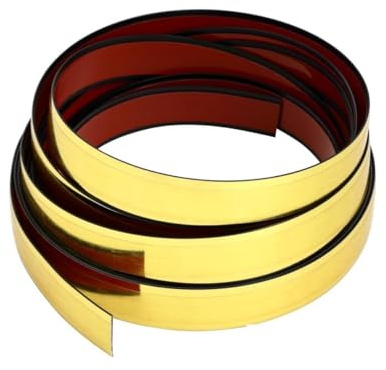 Garniture murale autocollante flexible avec finition miroir pour mur, miroir, porte, armoire, étanchéité des espaces (1,9 cm x 5,9 m, doré)