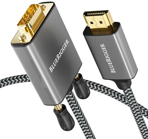 BlueRigger HDMI to VGA Cable 10FT - 1080P, 60Hz - Compatible with Desktop, Laptop, PC, Monitor, Projector, HDTV