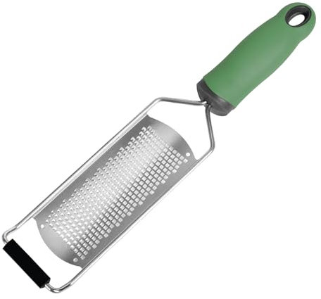 Küchenkäsereibe, 31 cm Länge Zitronenschale, Edelstahl-TPR-Griffreibe, feine Parmesanreibe für Kartoffeln, Zucchini, Karotten, Äpfel, Kohl und Weichkäse (Grün)