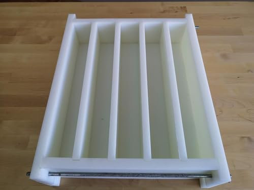 Biolousa Moule a Savon Professionnel en PEHD pour réaliser 5 Barres (39 cm x 5,5 cm x 8,2 cm) - chaque barre peut être découpée en 15 savonnettes de 100gr. Livré avec feuilles de SILICONE