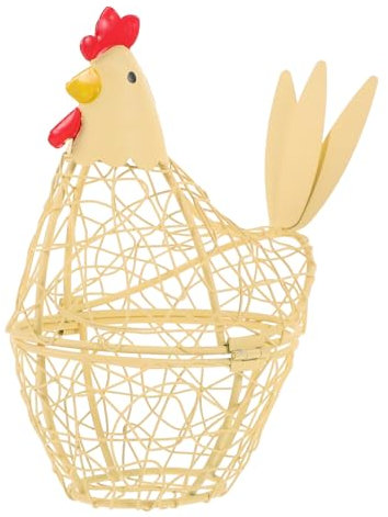 Zerodeko Wrought Iron Egg Basket Fruits Basket Kitchen Supply Multifunctional Food Basket Hen Shape Storage Basket Egg Baskets for Fresh Eggs Basket for Home Household Designer Egg