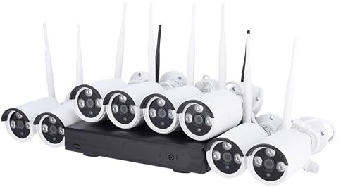 Nivian Kit de Cámaras de Vigilancia WiFi 2K con Grabador 10CH 8 Cámaras Exterior Impermeables IP66,Visión Nocturna, Detección de Movimiento, Fácil Instalación Sin Cables, Notificaciones en App