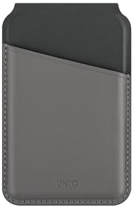 UNIQ LYDEN DS RFID-Blockierender magnetischer Kartenhalter mit Ständer, Rhino Grau/Schwarz, Magnetischer Kartenhalter mit Ständer