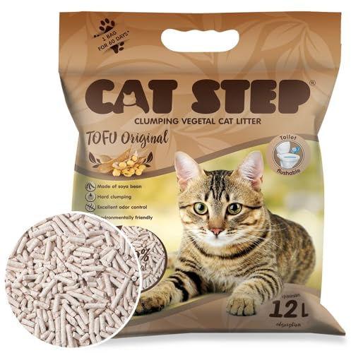 Cat Step Tofu Original Katzenstreu - Umweltfreundlich, Nicht Klumpend, Biologisch Abbaubar, Geruchskontrolle, Chemiefrei (5.4 Kilogramm)