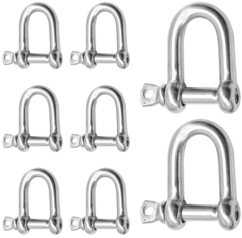 CEEYSEE 8 grilli a vite a forma di anello a D, M6, in acciaio inossidabile, con anello a D, con gancio a D, gancio per catena, capacità di carico massima 200 kg (U/M6/LSDK)