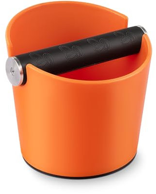 Coffee Knock Box 4.8 Inch Espresso Knock Box Coffee Bin Barista Accessories Coffee Machine Accessories Shock-Absorbent Barista Style Knock Box with Removable Metal Knock Bar (Orange Box)
