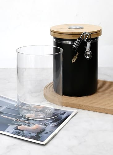 Herb Guard Airtight Jar with Built-in Hygrometer and Glass Jar Inside