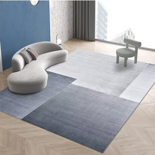Kinder Zimmer Webteppich Grau-blau Geometrisches Design Minimalistisches Rechteck Anpassbar Teppich Anti Rutsch Teppich Lang 70X140cm