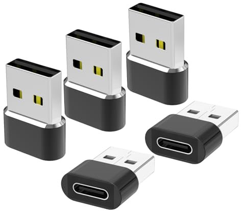 Adaptateur USB vers USB C 5 Pack,Type C Femelle USB A Mâle Convertir Chargeur pour Apple Watch 7 8 9,i-Phone 12 13 14 15 16 Pro Max SE,iPad Air 4 5 Mini 6,Samsung Galaxy S23 S24,Z Fold Flip