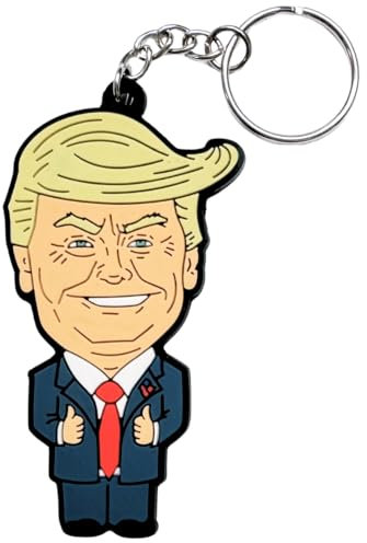 SUNSPARK Donald Trump Schlüsselanhänger, 7,6 cm, 1 Pack: Maßgeschneiderte politische Satire-Cartoon für Taschen, Schlüssel und Rucksäcke, langlebiges und urkomisch einzigartiges Design, Blau, 3-Inch